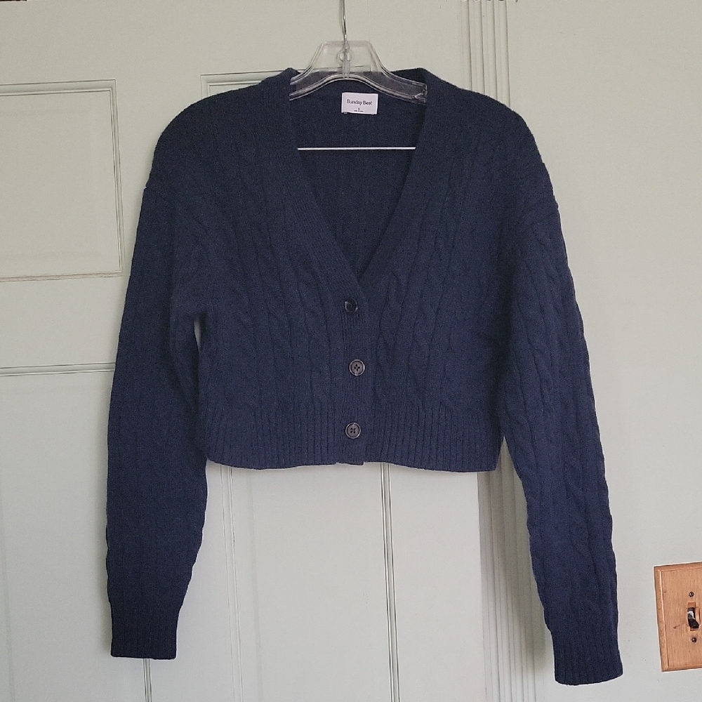 Sunday Best Midnight Blue Cable Knit Cardigan